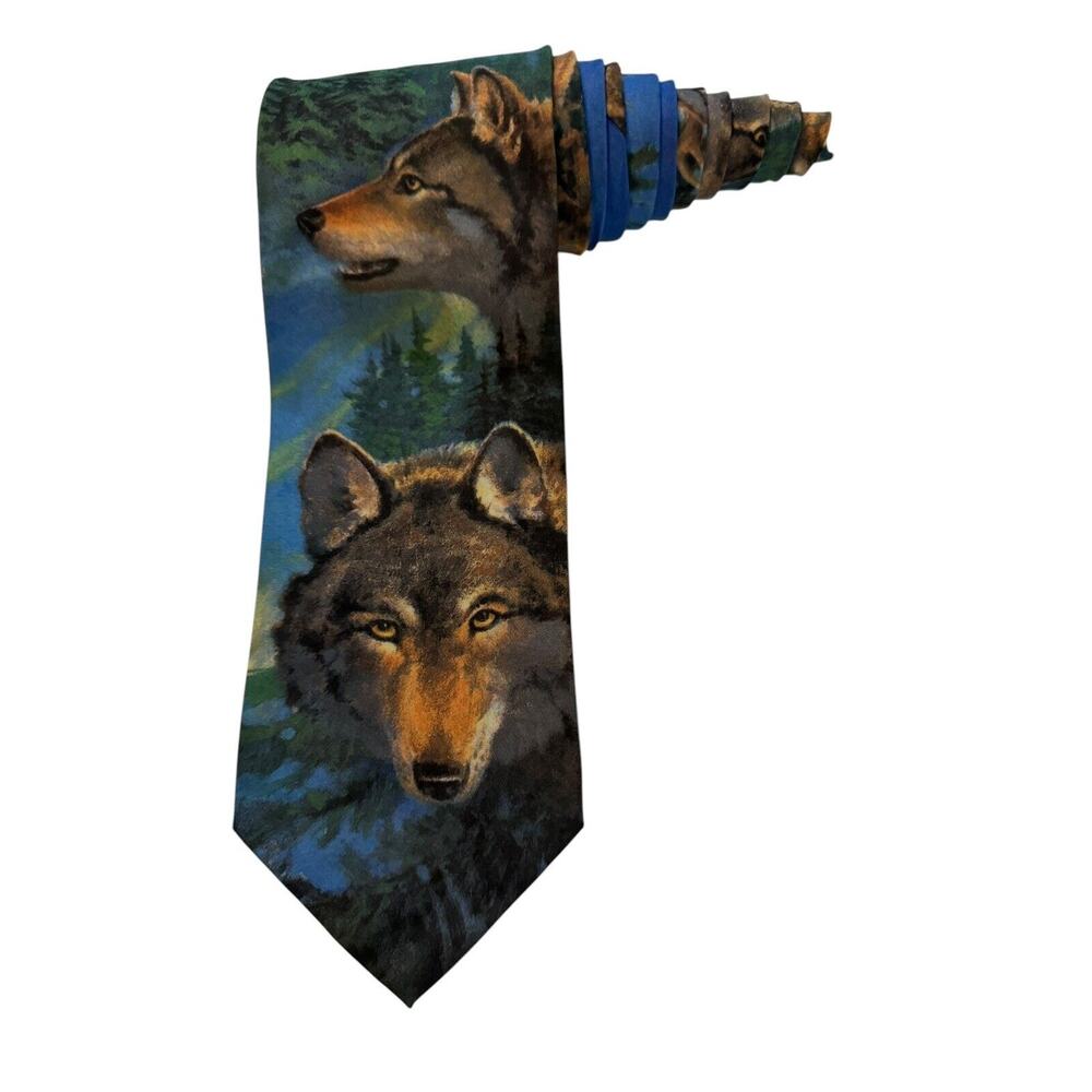 Ralph Marlin Wolf Howling Wolf Vintage Novelty Necktie 1995 Polyester